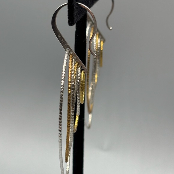 Made in Italy .925 (Sterling) Gold and Silver Hoop Earrings JP168 - Picture 5 of 9
